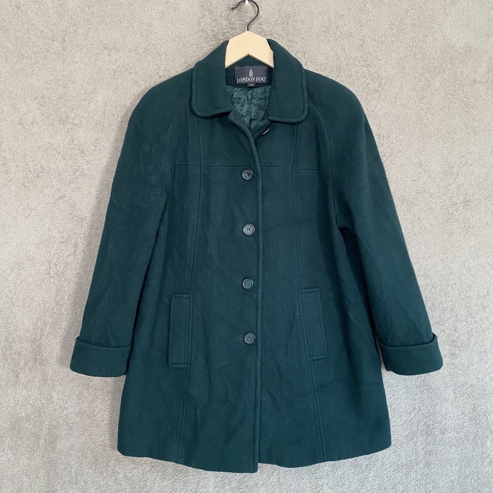 Vintage London Fog Womens Wool Blend Pea Coat Size 14P USA Made Heritage Preppy